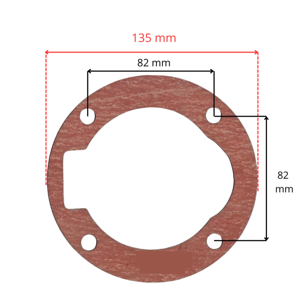 Uszczelka cylindra Walter 820/1200 – wymiary 135 mm, rozstaw 82 × 82 mm