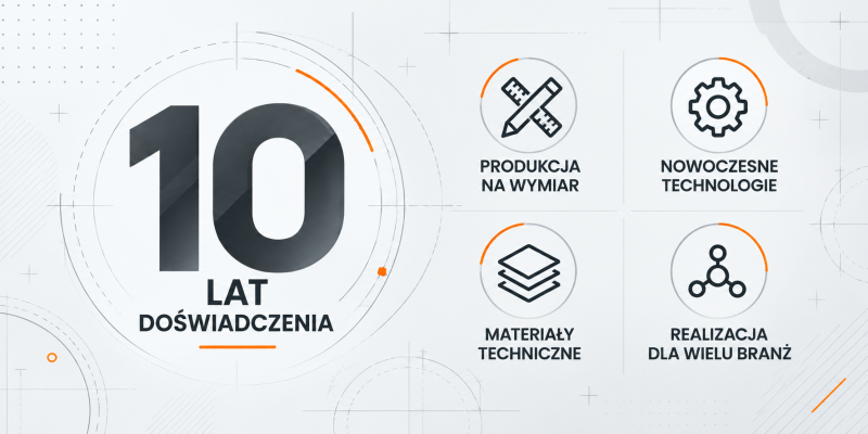 10 lat doświadczenia Lasertech – produkcja na wymiar, nowoczesne technologie, materiały techniczne i realizacja dla wielu branż